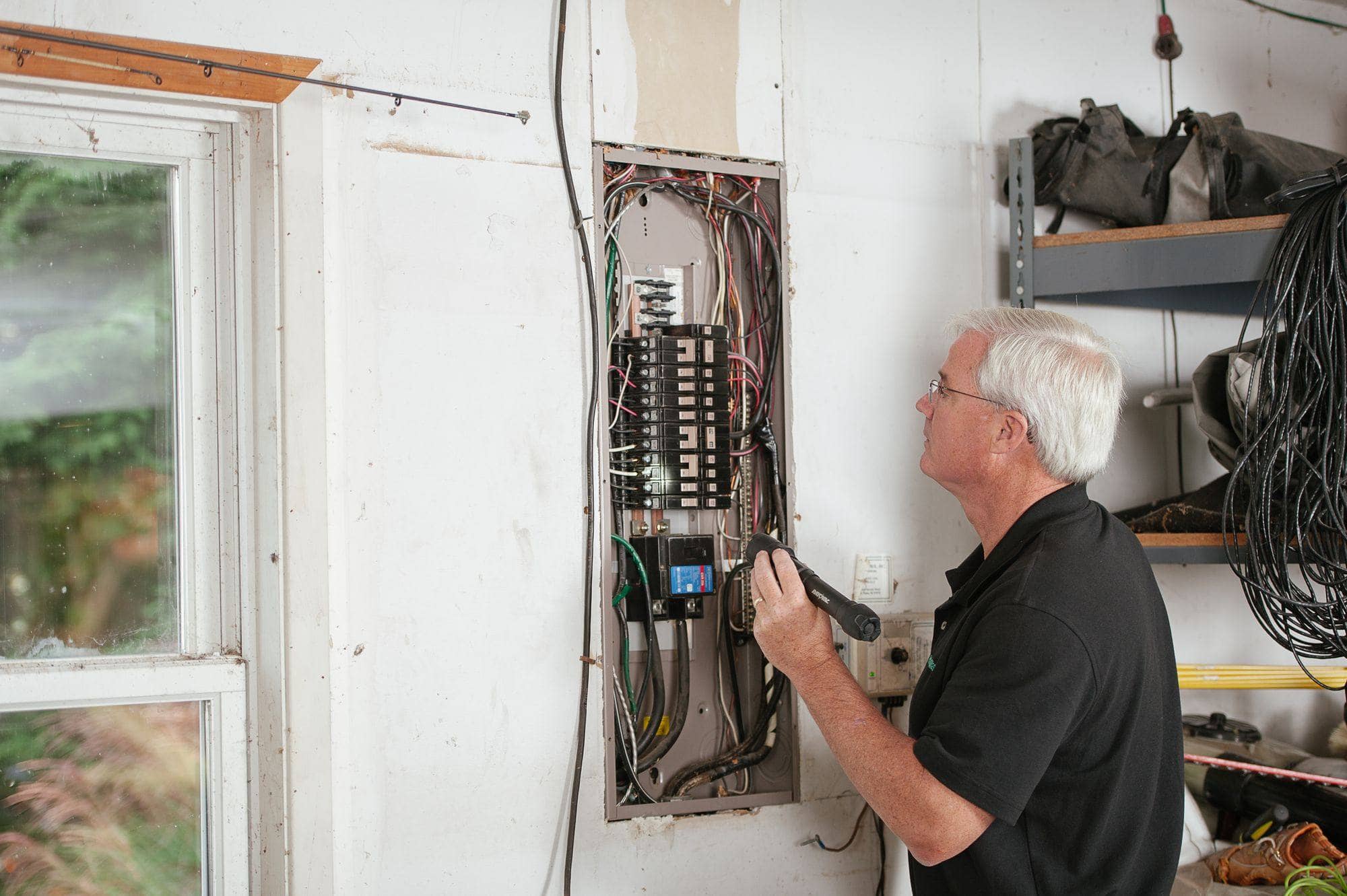 An electrician at work