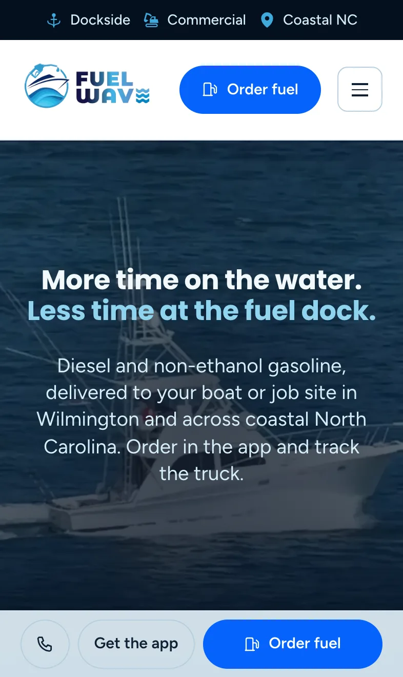 The Fuel Wave website on a phone