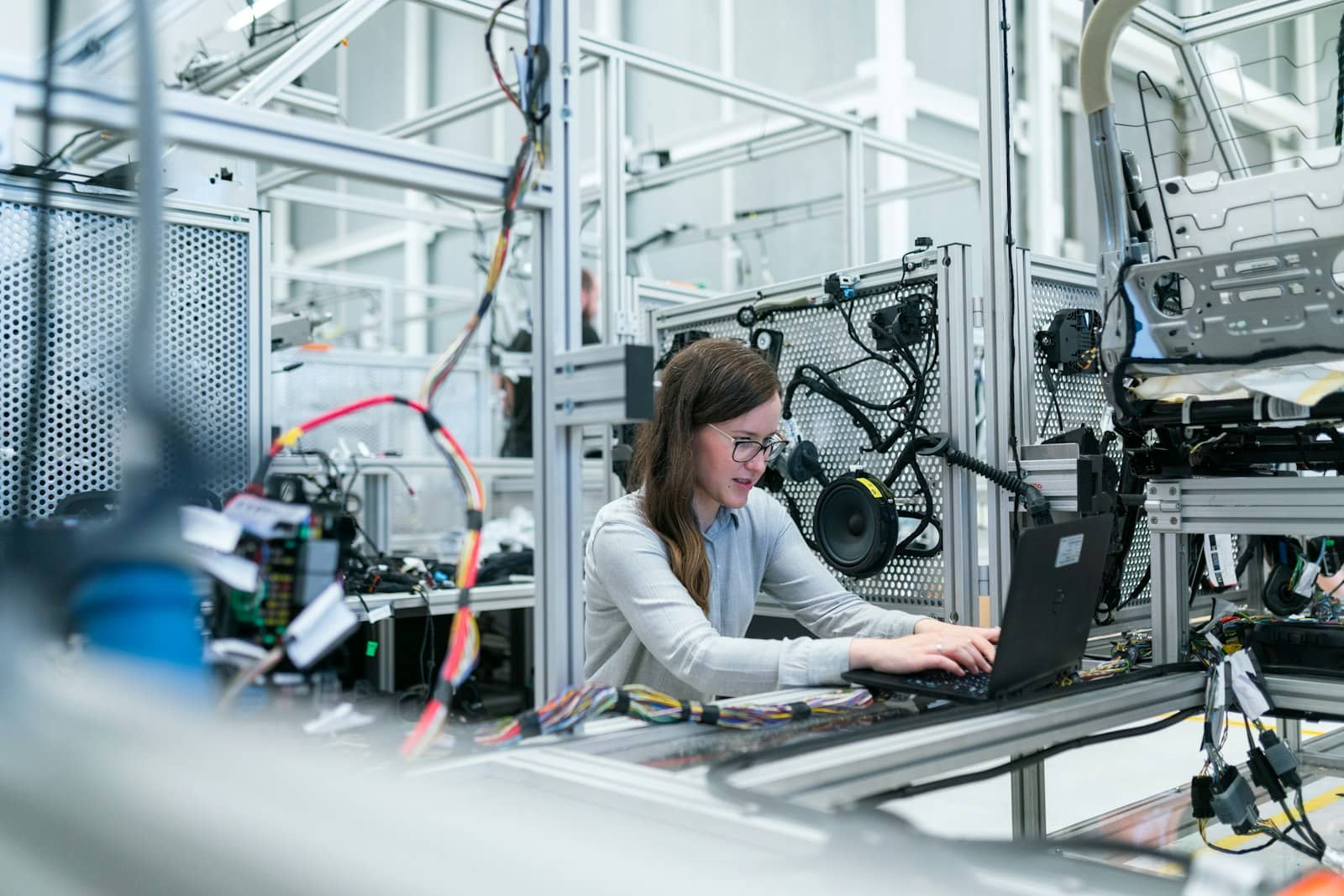 A person working at a laptop